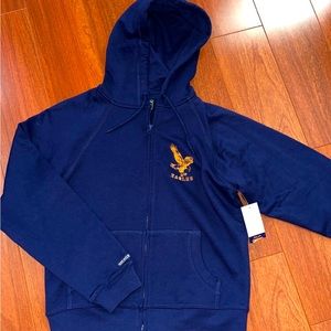 Unisex Navy Blue Fleece Zip Up Hoodie Eagles NWT